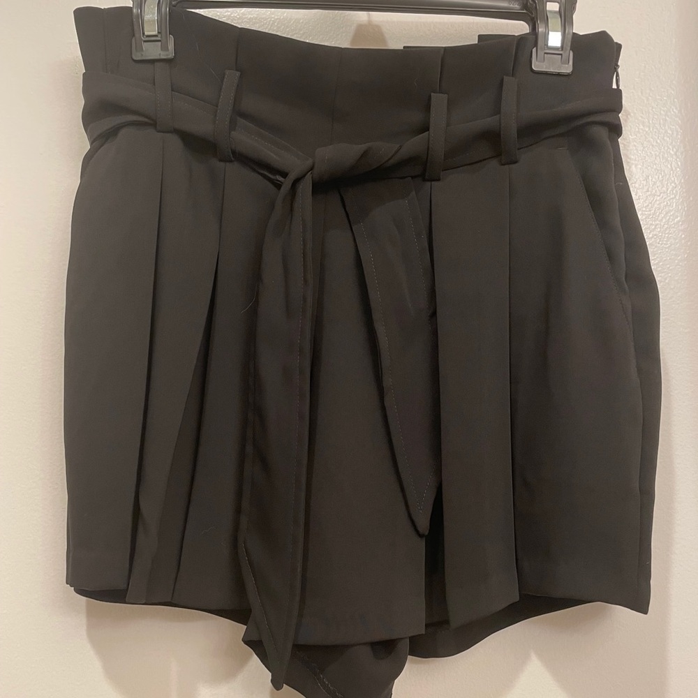 Super High Waisted Paper Bag belted Shorts